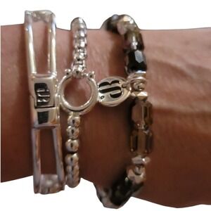 Bomb Party Call It Fate Bracelet Stack Womens OS Silver Smoky New RBP7842
